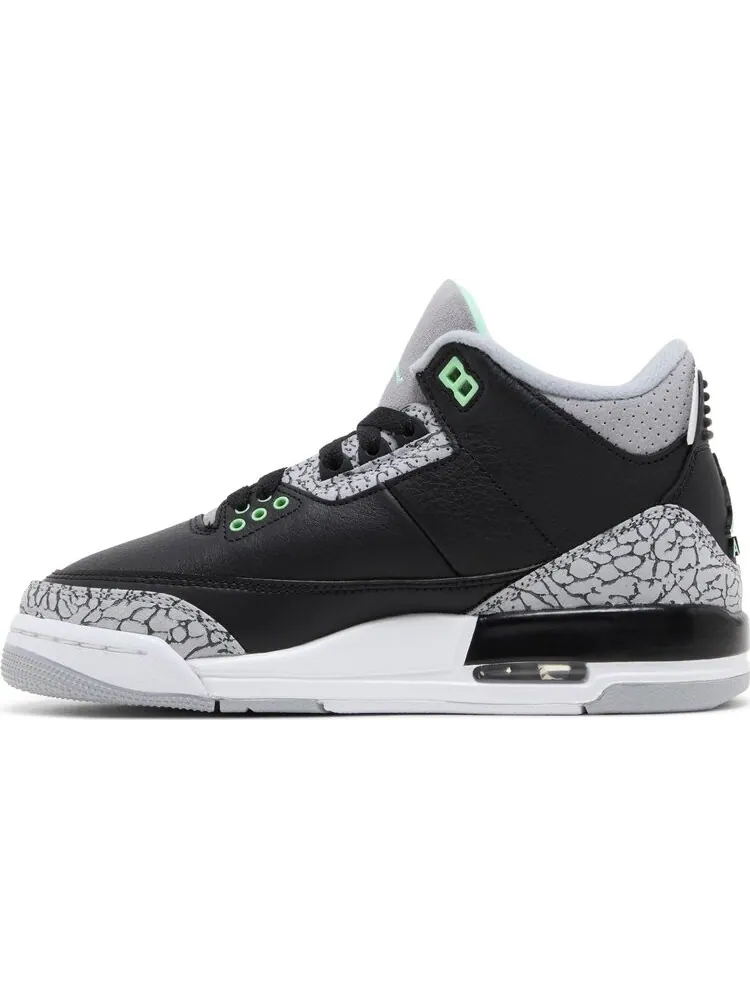 Кроссовки Air Jordan 3 Retro GS 'Green Glow' — изображение 3 из 4, черный