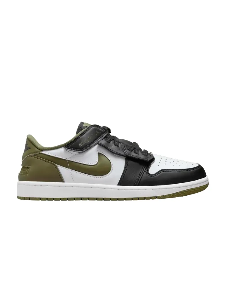 Кроссовки Air Jordan Air Jordan 1 Low FlyEase 'Black Toe Medium Olive' — изображение 1 из 1, белый/черный/оливковый
