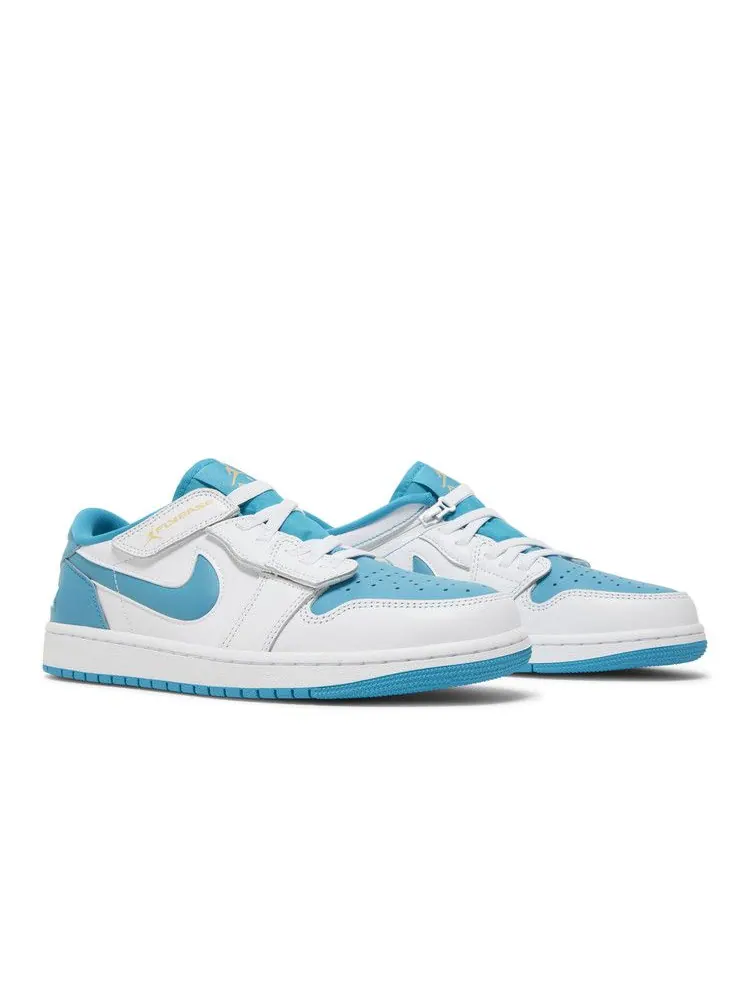 Кроссовки Air Jordan Air Jordan 1 Low FlyEase 'Aquatone' — изображение 9 из 9, белый/золотистый