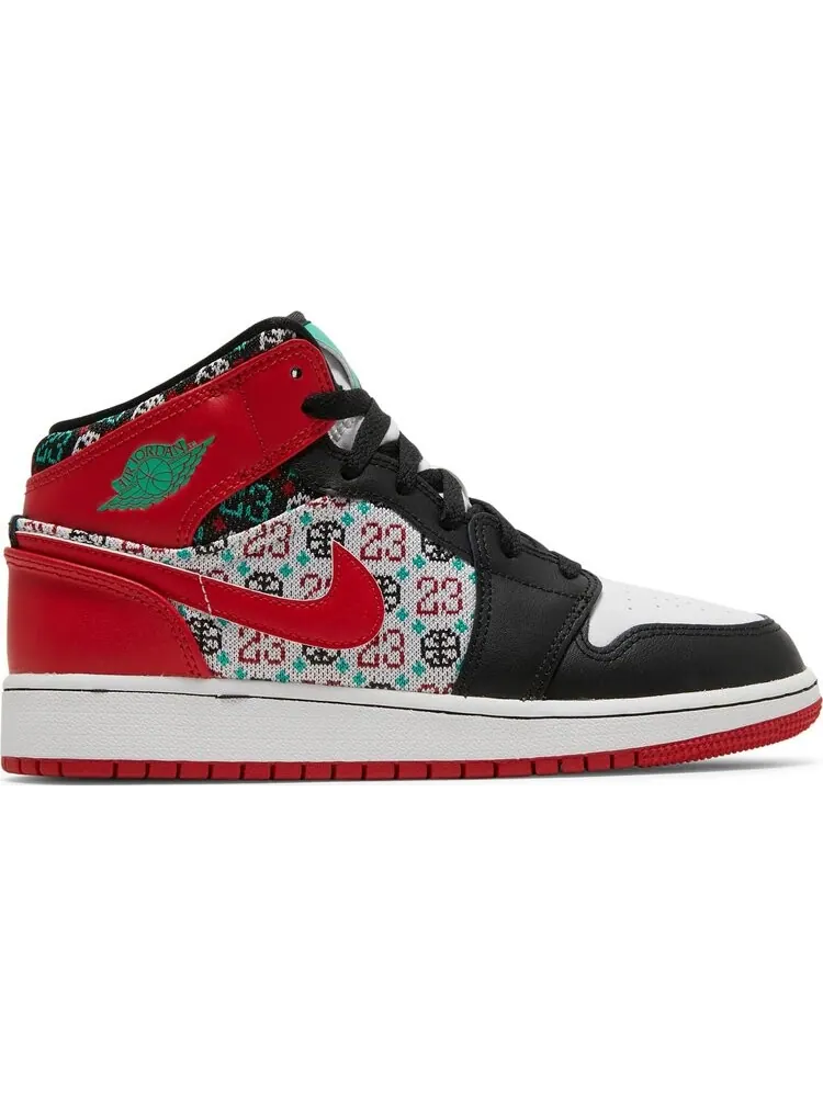 Кроссовки Air Jordan 1 Mid SE GS Ugly Christmas Sweater — изображение 1 из 8, красный