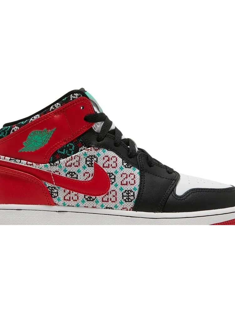 Кроссовки Air Jordan 1 Mid SE GS Ugly Christmas Sweater — изображение 2 из 8, красный
