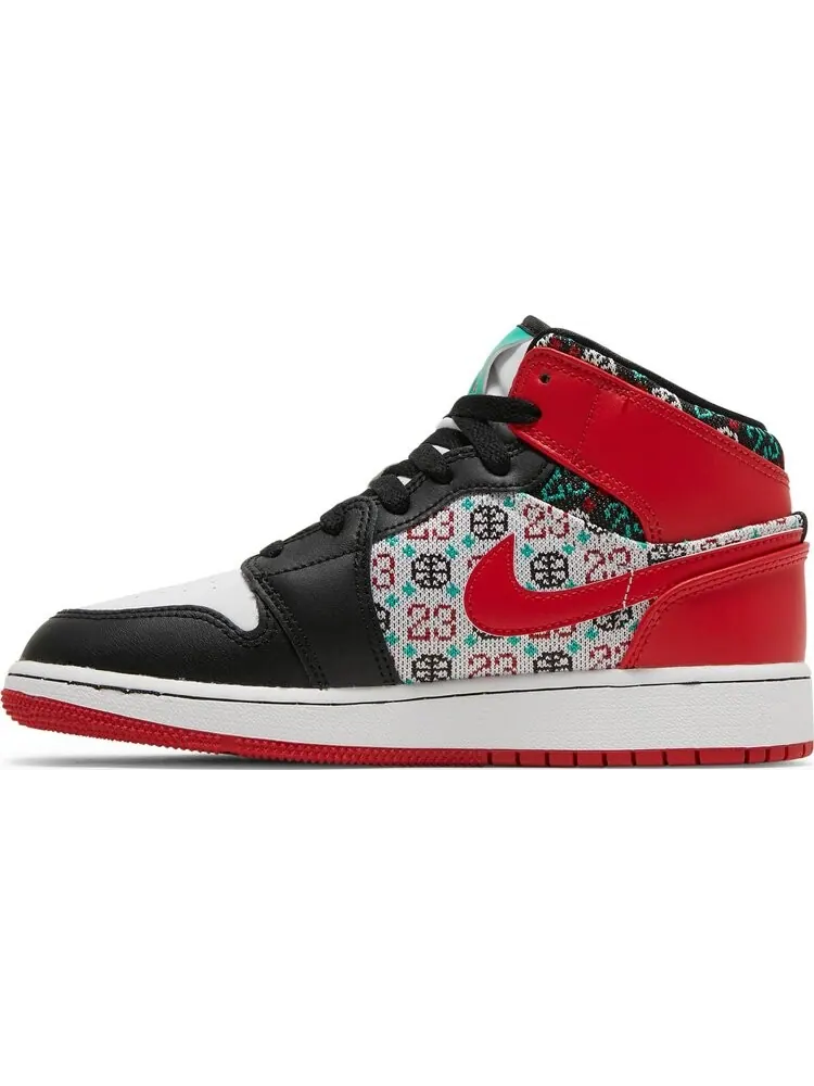 Кроссовки Air Jordan 1 Mid SE GS Ugly Christmas Sweater — изображение 3 из 8, красный