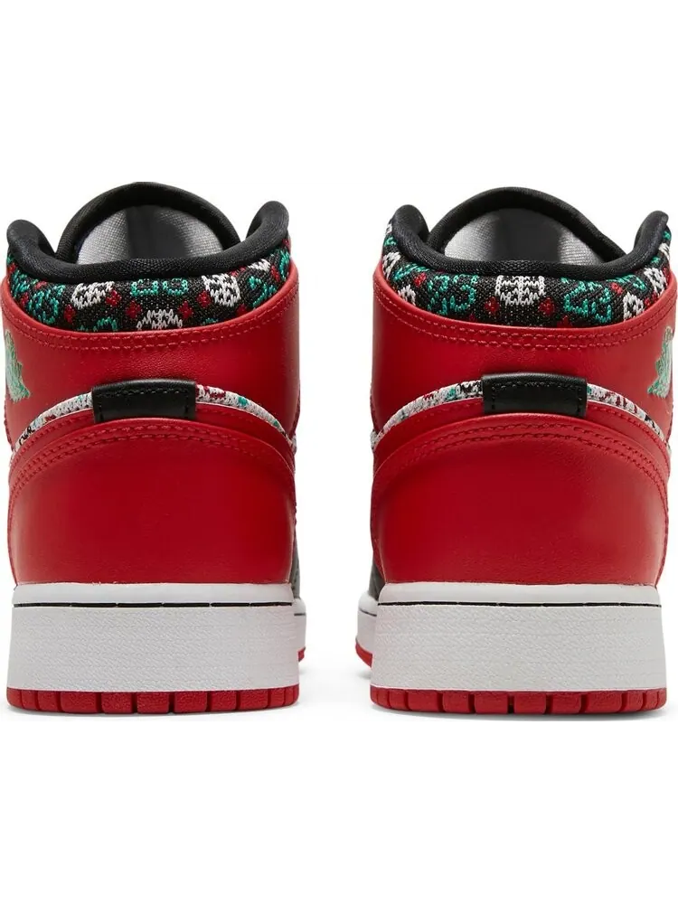 Кроссовки Air Jordan 1 Mid SE GS Ugly Christmas Sweater — изображение 6 из 8, красный