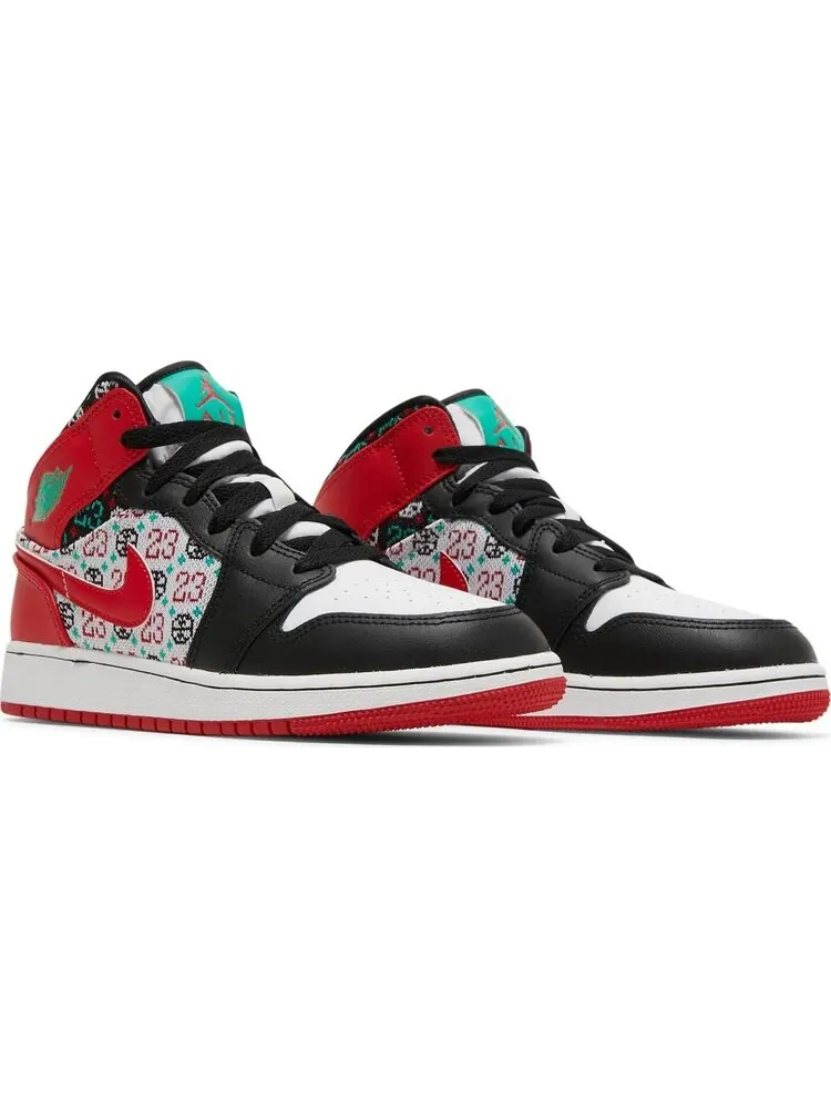 Кроссовки Air Jordan 1 Mid SE GS Ugly Christmas Sweater — изображение 8 из 8, красный