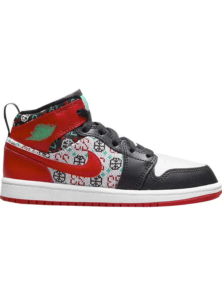 Кроссовки Air Jordan 1 Mid SE PS Ugly Christmas Sweater — изображение 1 из 1, красный
