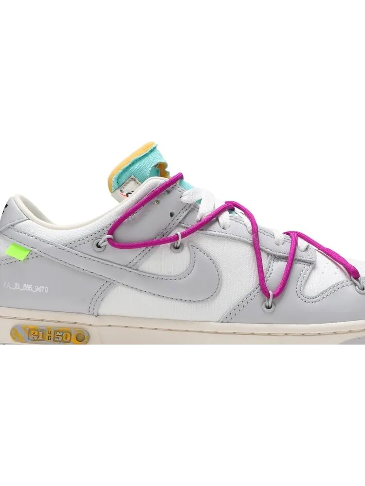 Кроссовки Nike Off-White x Dunk Low 'Lot 21 of 50' — изображение 2 из 8, белый