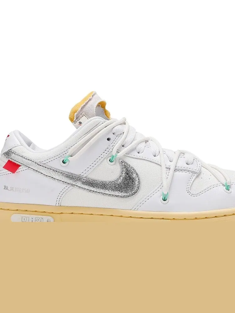 Кроссовки Nike Off-White x Dunk Low 'Lot 01 of 50' — изображение 2 из 10, белый