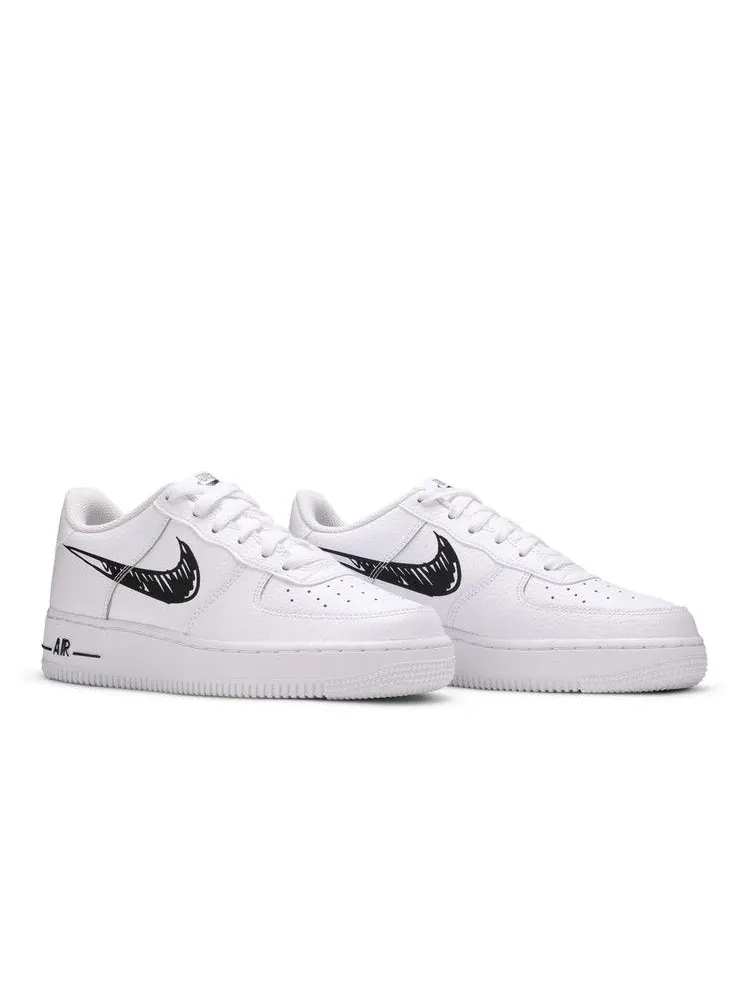 Кроссовки Nike Air Force 1 Low GS 'Doodle Swoosh - White Black' — изображение 9 из 9, белый/черный