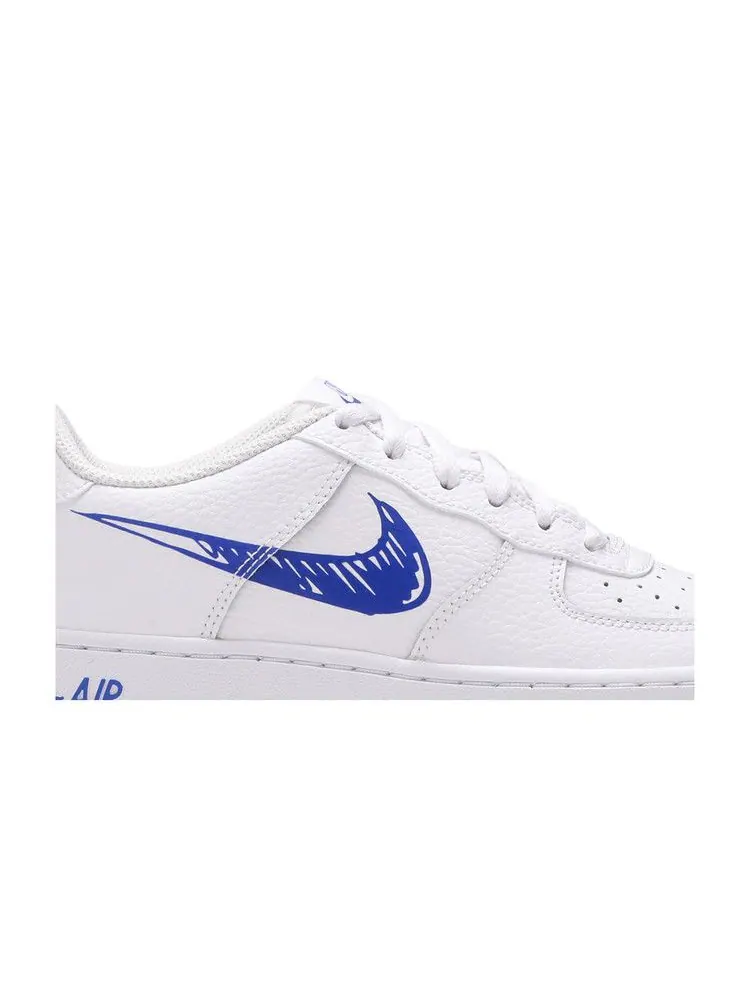 Кроссовки Nike Air Force 1 Low GS 'Doodle Swoosh - White Racer Blue' — изображение 3 из 9, белый/синий/белый