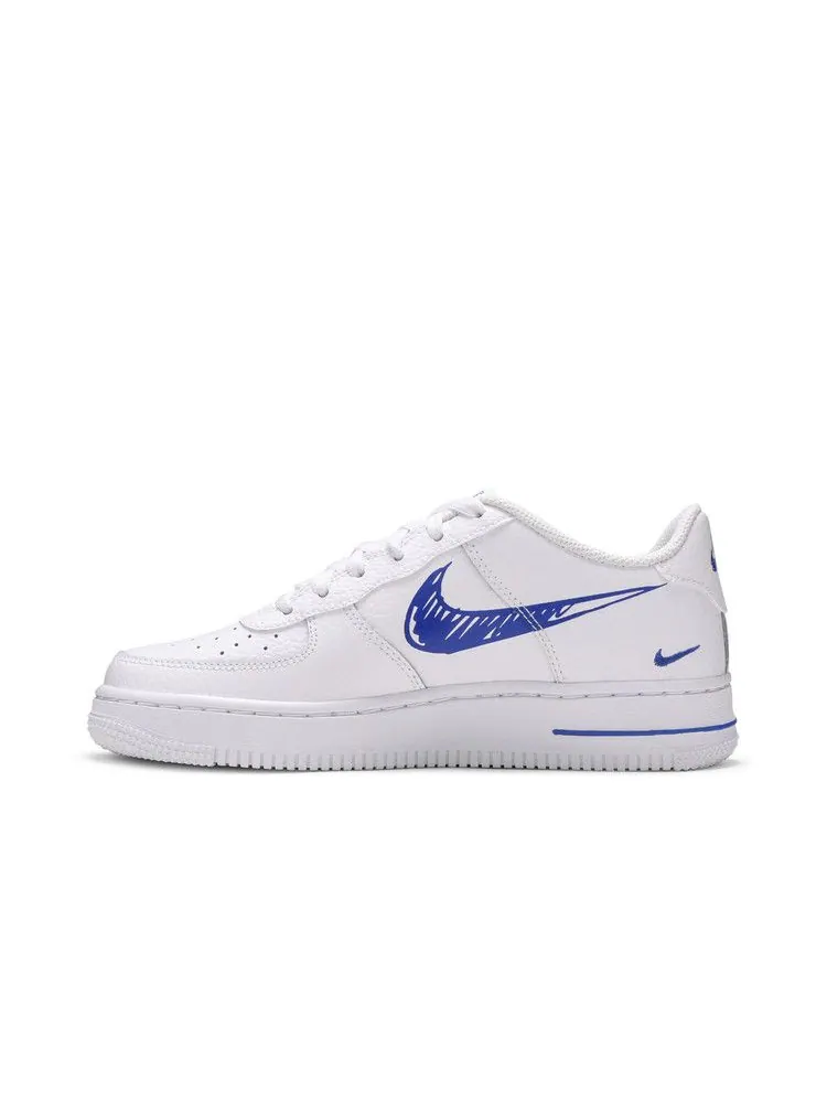 Кроссовки Nike Air Force 1 Low GS 'Doodle Swoosh - White Racer Blue' — изображение 4 из 9, белый/синий/белый