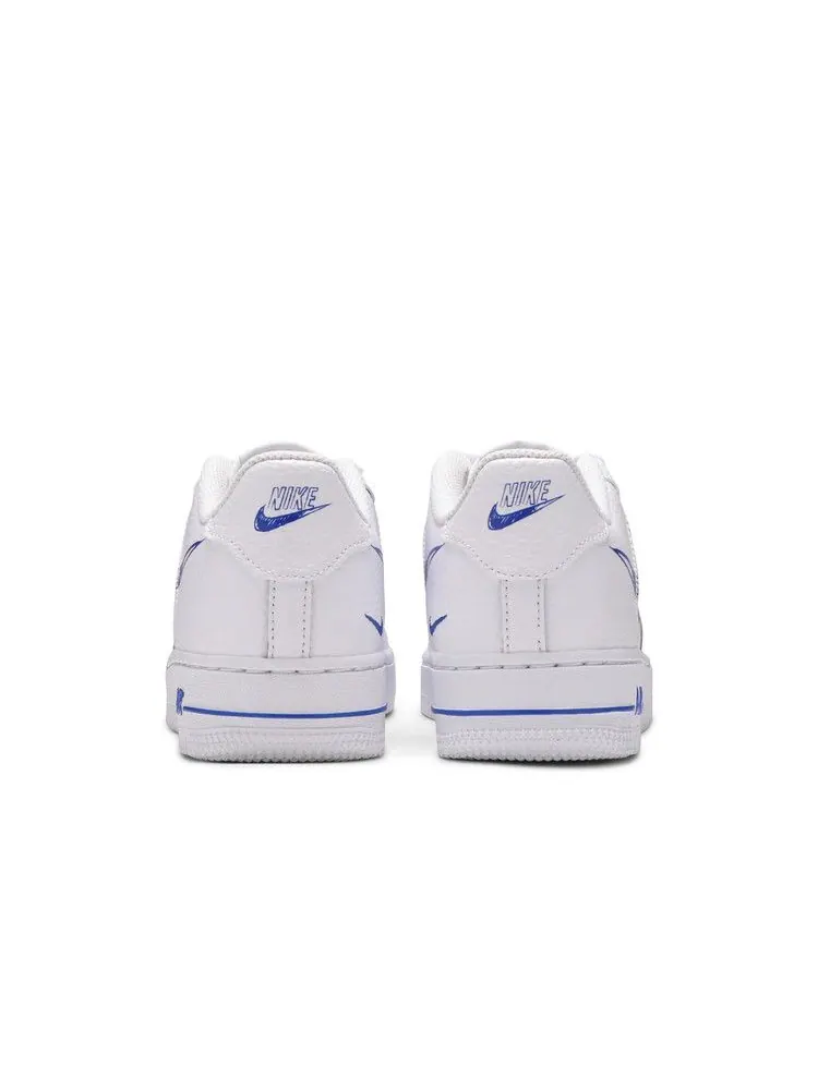 Кроссовки Nike Air Force 1 Low GS 'Doodle Swoosh - White Racer Blue' — изображение 7 из 9, белый/синий/белый