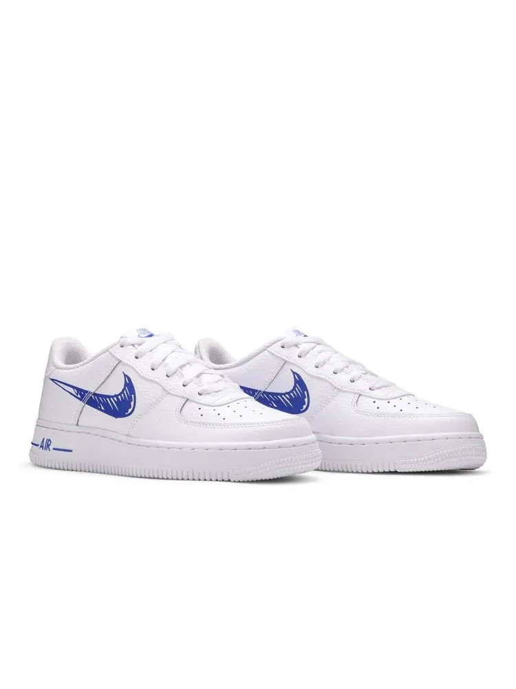 Кроссовки Nike Air Force 1 Low GS 'Doodle Swoosh - White Racer Blue' — изображение 9 из 9, белый/синий/белый
