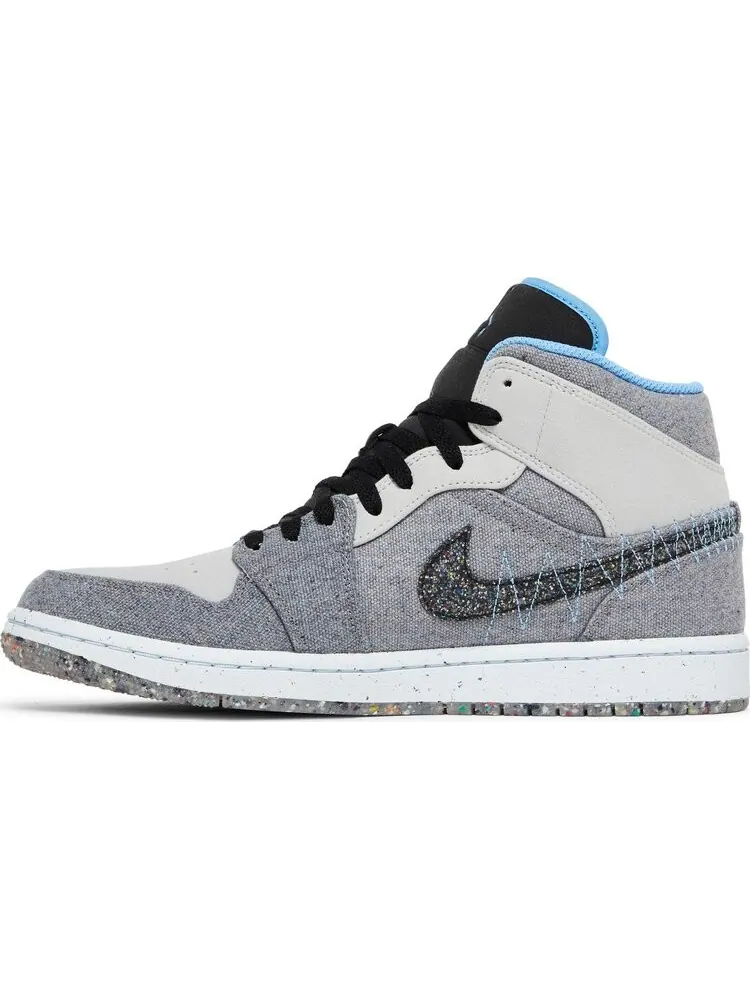 Кроссовки Air Jordan 1 Mid Crater Grey University Blue — изображение 3 из 8, серый
