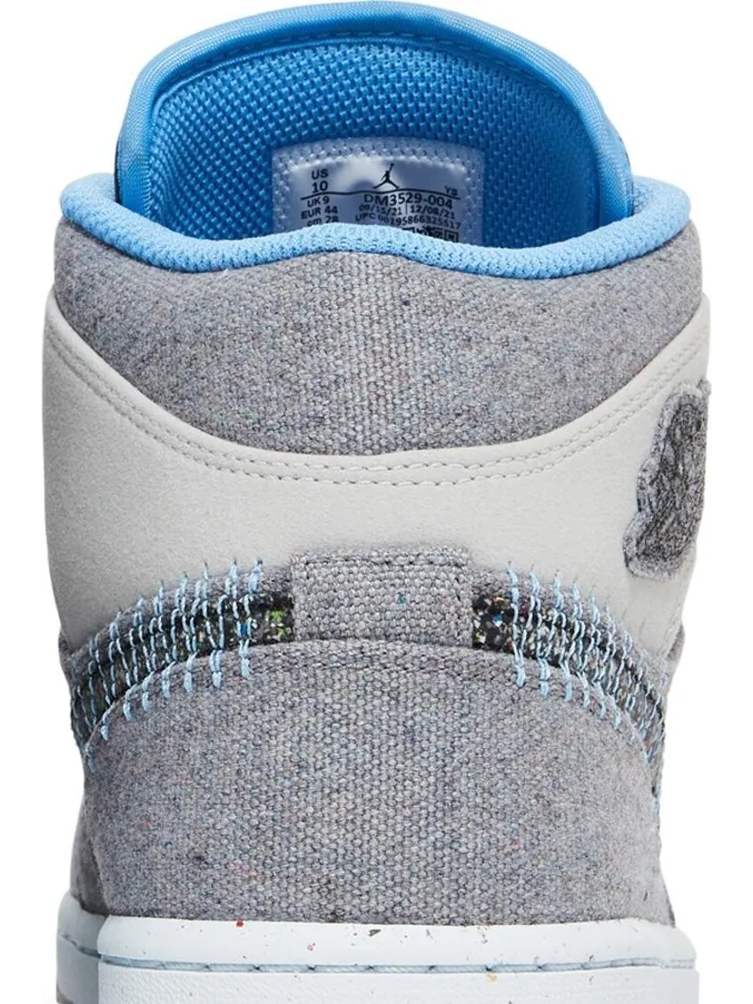 Кроссовки Air Jordan 1 Mid Crater Grey University Blue — изображение 7 из 8, серый