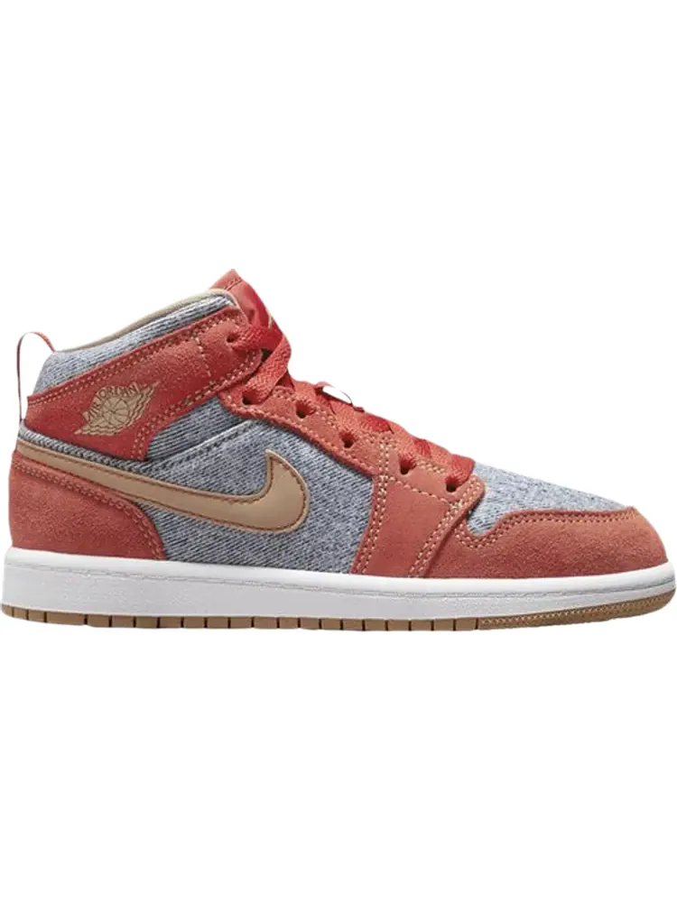 Кроссовки Air Jordan 1 Mid SE PS Denim Red — изображение 1 из 1, оранжевый