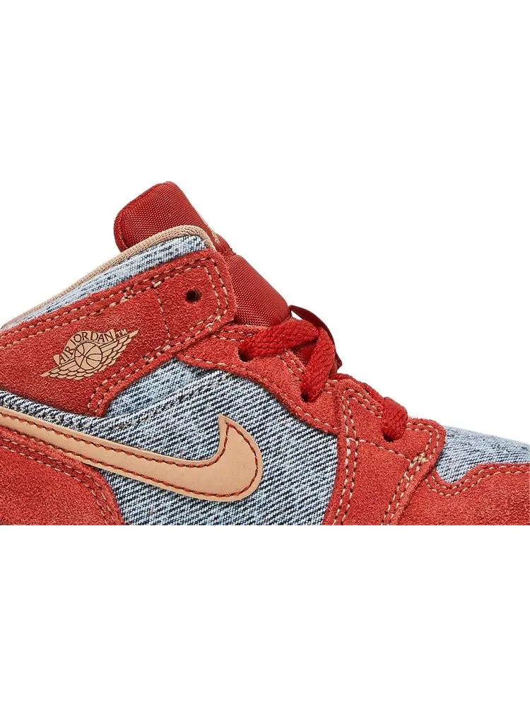 Кроссовки Air Jordan 1 Mid SE TD Denim Red — изображение 2 из 8, красный