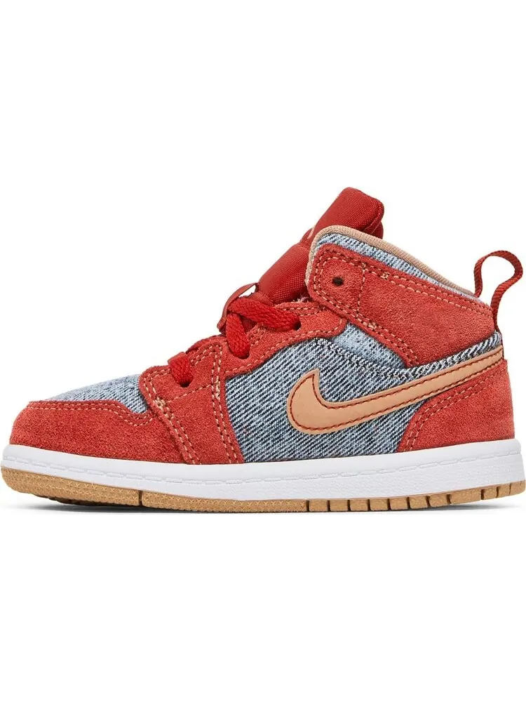 Кроссовки Air Jordan 1 Mid SE TD Denim Red — изображение 3 из 8, красный