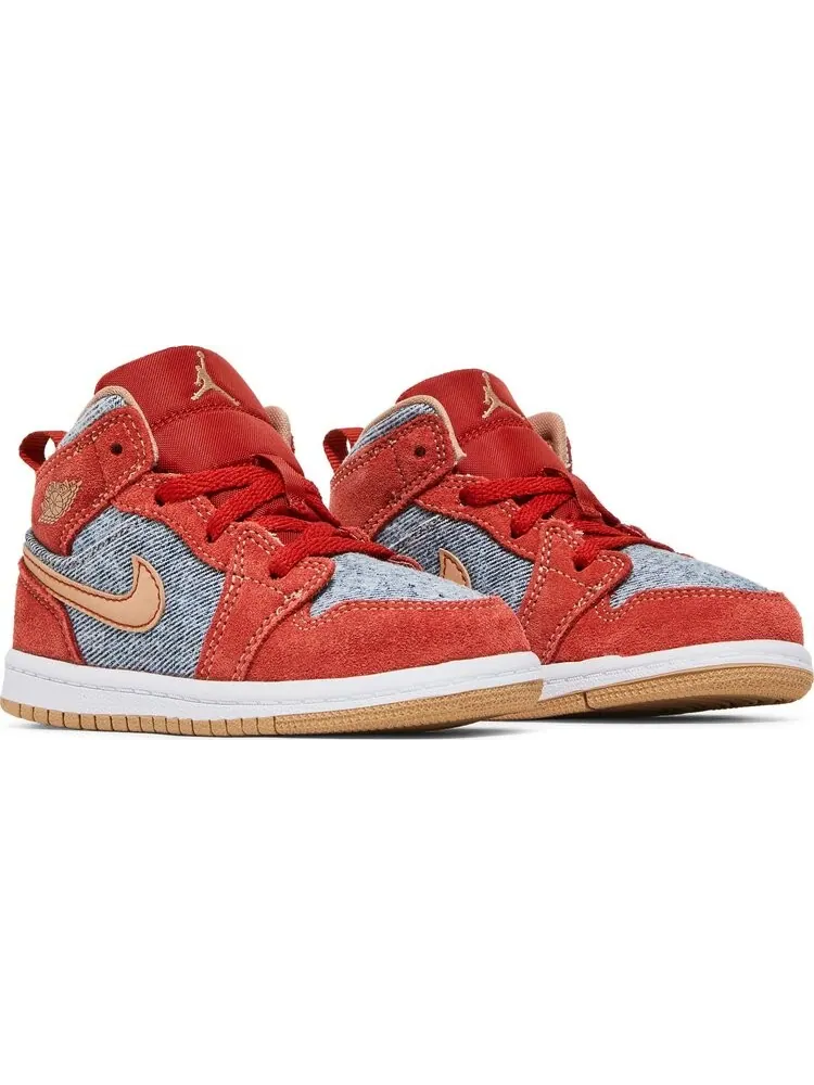 Кроссовки Air Jordan 1 Mid SE TD Denim Red — изображение 8 из 8, красный