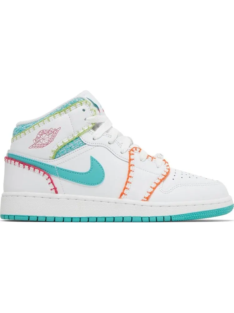 Кроссовки Air Jordan 1 Mid SE GS Multi Knit — изображение 1 из 8, белый