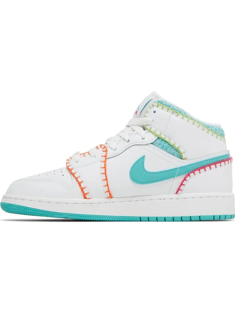 Кроссовки Air Jordan 1 Mid SE GS Multi Knit — изображение 3 из 8, белый