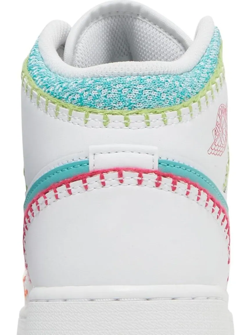 Кроссовки Air Jordan 1 Mid SE GS Multi Knit — изображение 7 из 8, белый
