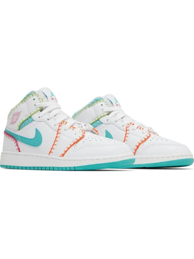 Кроссовки Air Jordan 1 Mid SE GS Multi Knit — изображение 8 из 8, белый