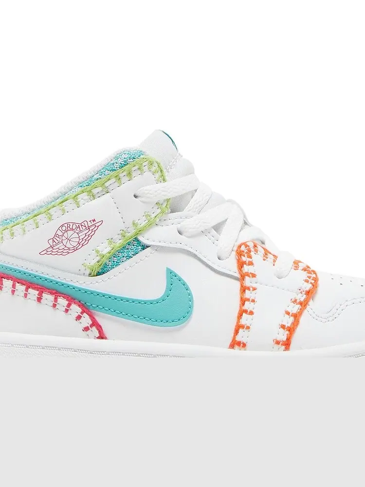 Кроссовки Air Jordan 1 Mid SE TD Multi Knit — изображение 2 из 8, белый