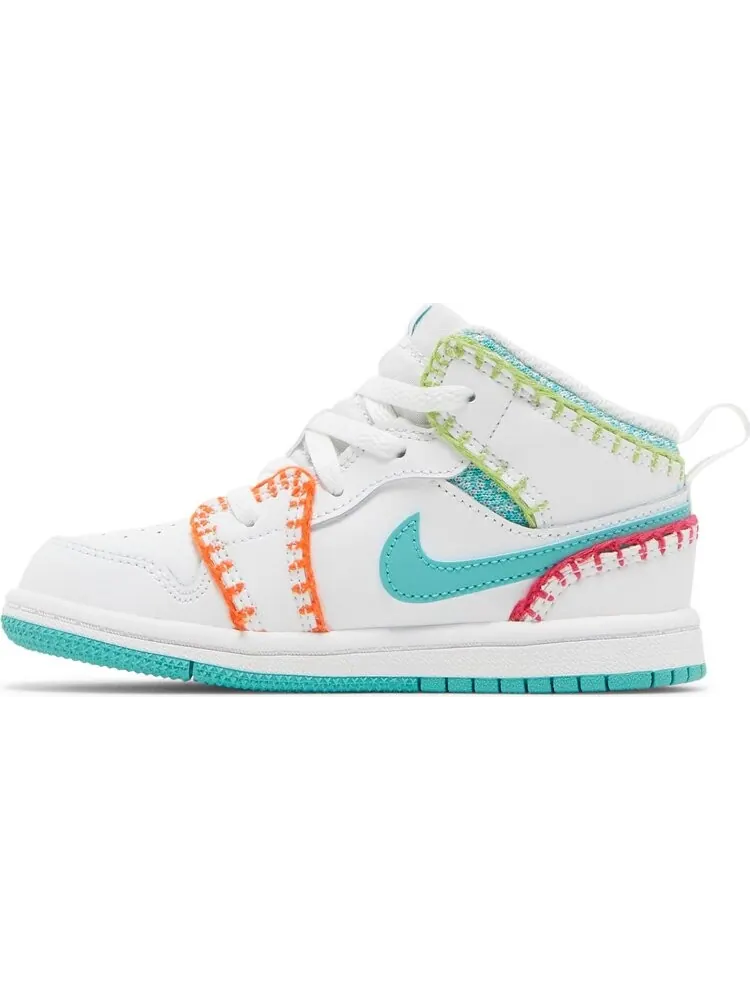 Кроссовки Air Jordan 1 Mid SE TD Multi Knit — изображение 3 из 8, белый