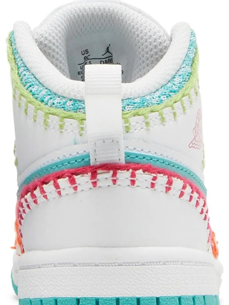 Кроссовки Air Jordan 1 Mid SE TD Multi Knit — изображение 7 из 8, белый