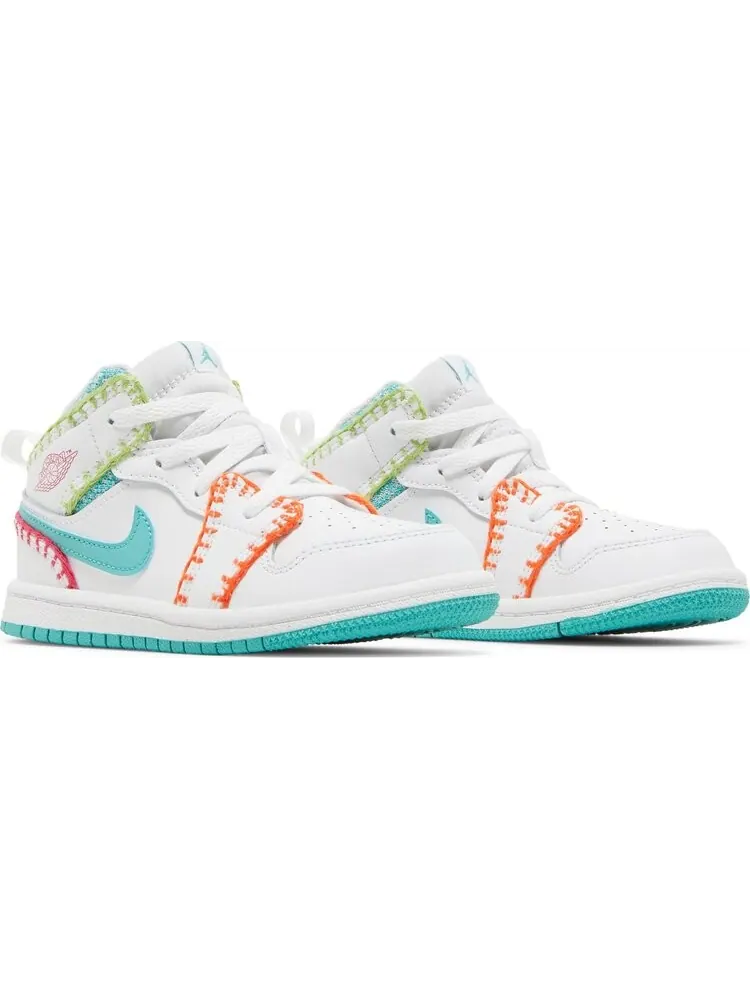 Кроссовки Air Jordan 1 Mid SE TD Multi Knit — изображение 8 из 8, белый