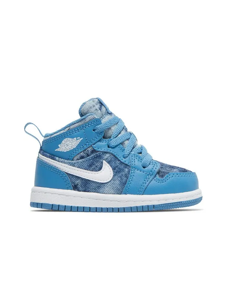 Кроссовки Air Jordan Air Jordan 1 Mid TD 'Washed Denim' — изображение 2 из 9, синий/белый