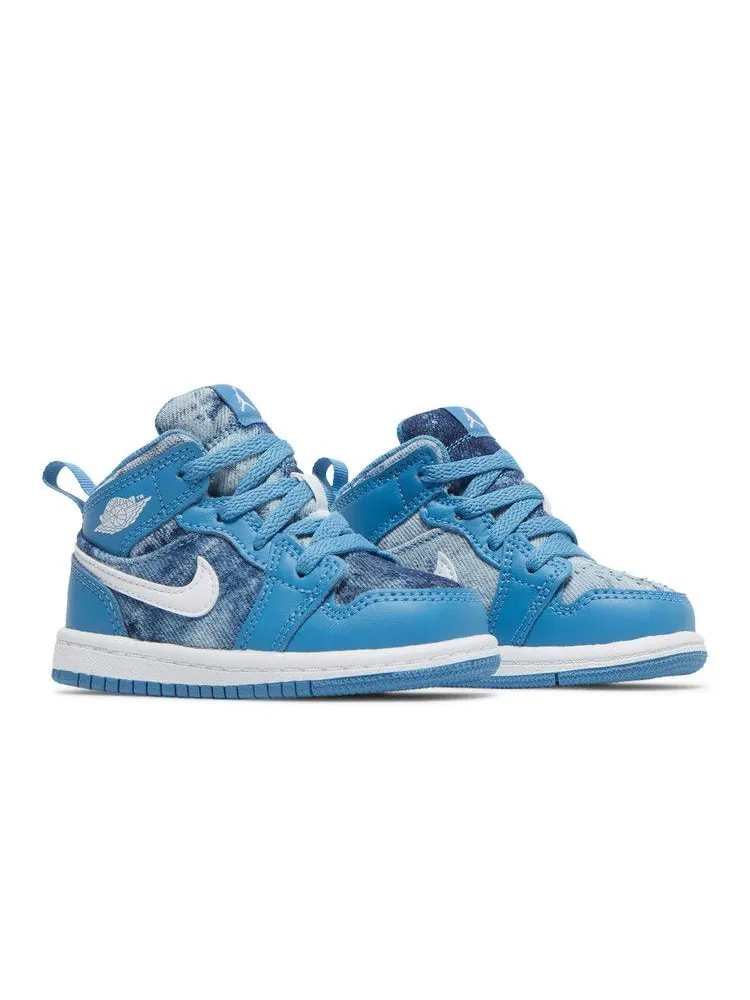 Кроссовки Air Jordan Air Jordan 1 Mid TD 'Washed Denim' — изображение 9 из 9, синий/белый