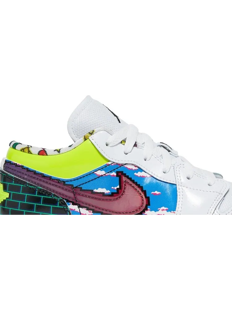 Кроссовки подростковые Air Jordan 1 Low GS Old School Gaming — изображение 2 из 8, белый