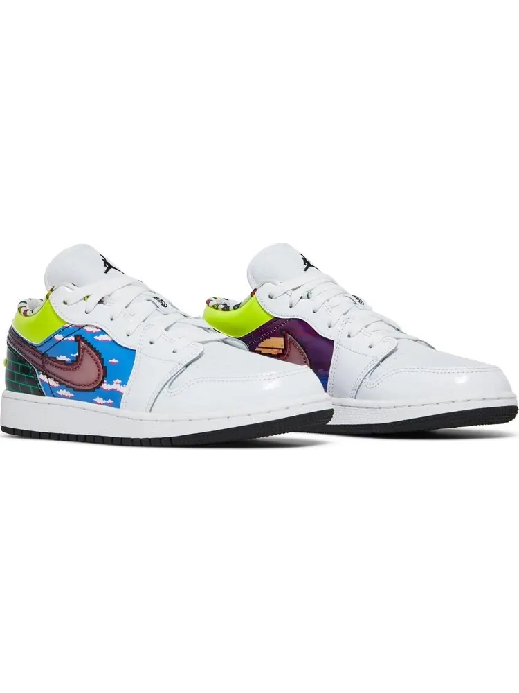 Кроссовки подростковые Air Jordan 1 Low GS Old School Gaming — изображение 8 из 8, белый