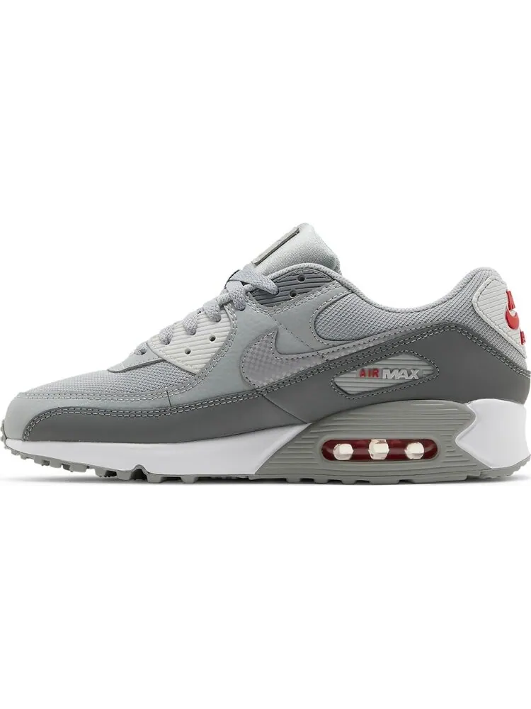 Кроссовки Nike Air Max 90 'Light Smoke Grey Red' — изображение 3 из 8, серый