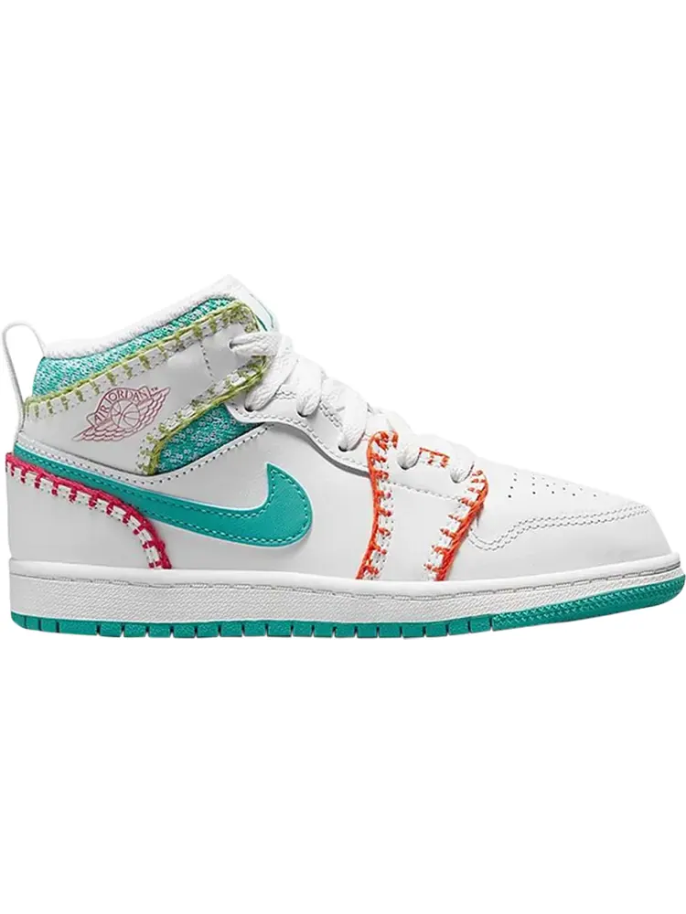 Кроссовки Air Jordan 1 Mid SE PS Multi Knit — изображение 1 из 1, белый