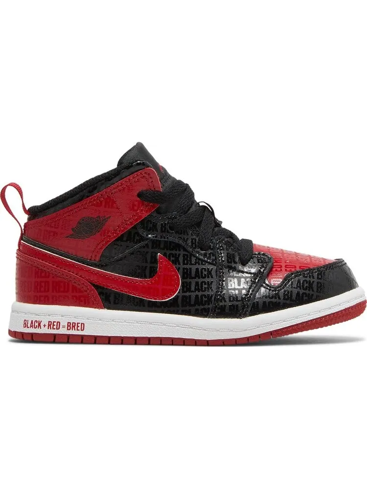 Кроссовки Air Jordan 1 Mid SS TD 'Black + Red = Bred' — изображение 1 из 8, черный