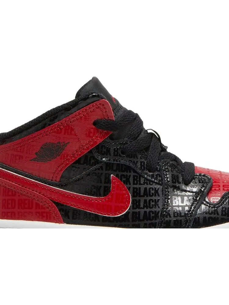 Кроссовки Air Jordan 1 Mid SS TD 'Black + Red = Bred' — изображение 2 из 8, черный