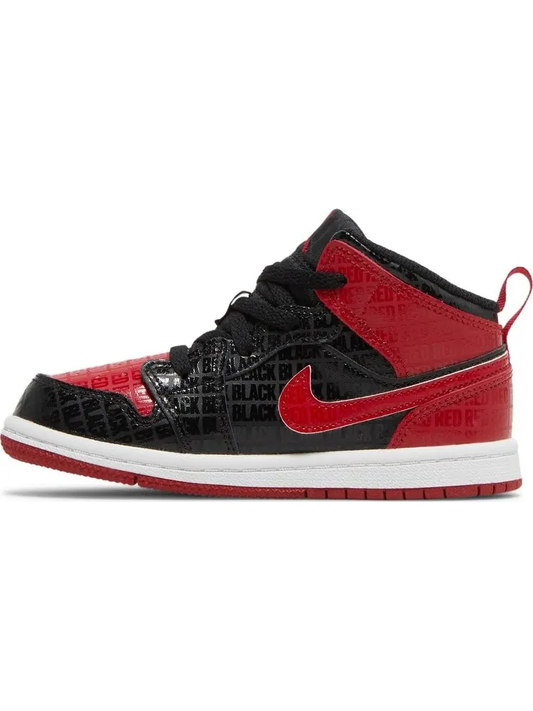 Кроссовки Air Jordan 1 Mid SS TD 'Black + Red = Bred' — изображение 3 из 8, черный