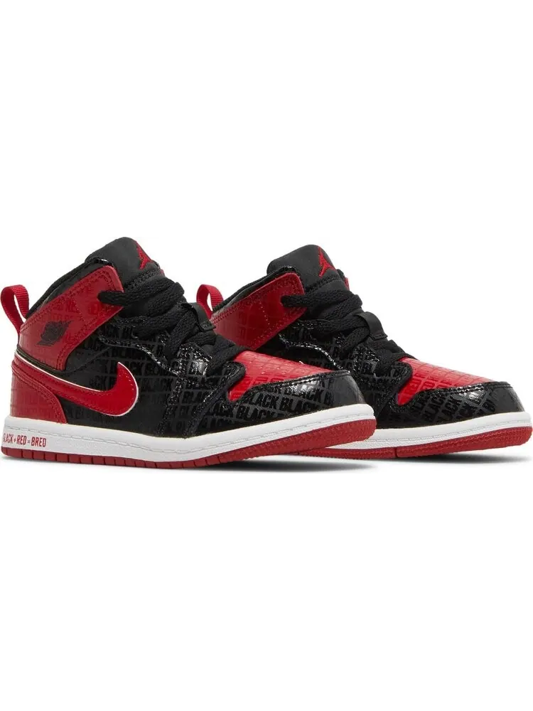Кроссовки Air Jordan 1 Mid SS TD 'Black + Red = Bred' — изображение 8 из 8, черный