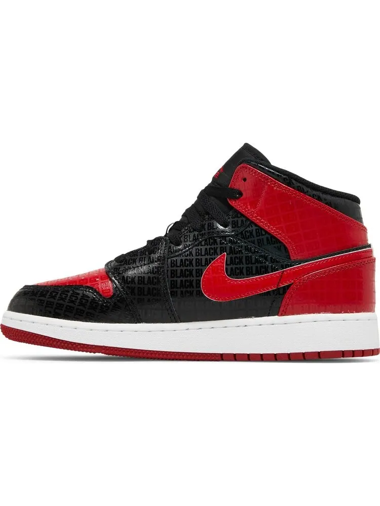 Кроссовки Air Jordan 1 Mid SS GS Black + Red = Bred — изображение 3 из 8, черный