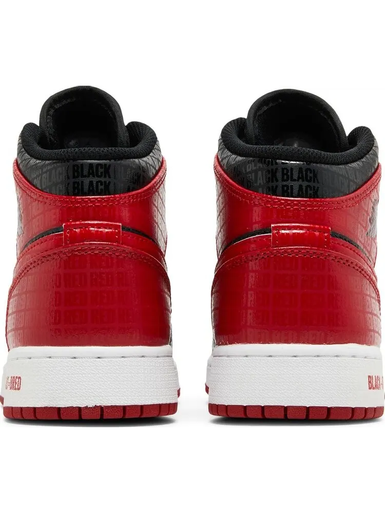 Кроссовки Air Jordan 1 Mid SS GS Black + Red = Bred — изображение 6 из 8, черный