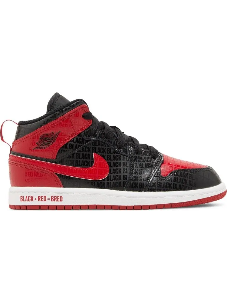 Кроссовки Air Jordan 1 Mid SS PS Black + Red = Bred — изображение 1 из 8, черный