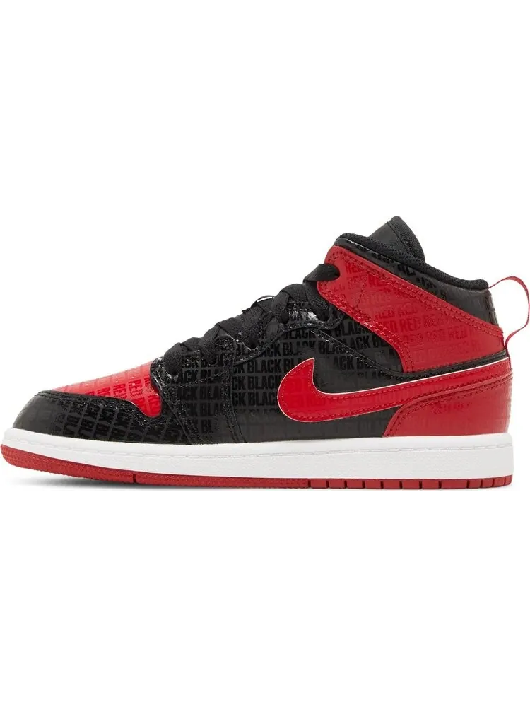 Кроссовки Air Jordan 1 Mid SS PS Black + Red = Bred — изображение 3 из 8, черный