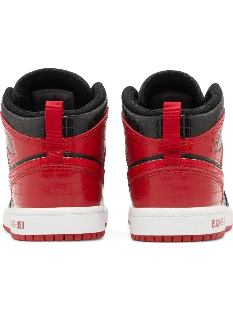 Кроссовки Air Jordan 1 Mid SS PS Black + Red = Bred — изображение 6 из 8, черный