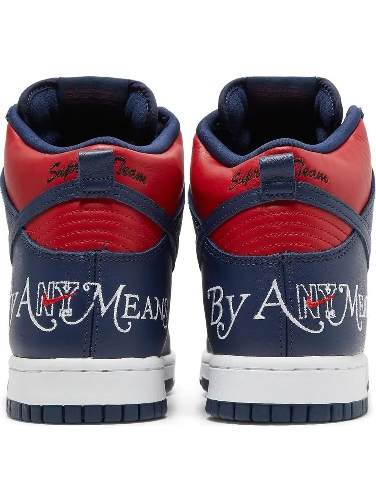 Кроссовки Nike Supreme x Dunk High SB 'By Any Means - Red Navy' — изображение 6 из 8, красный