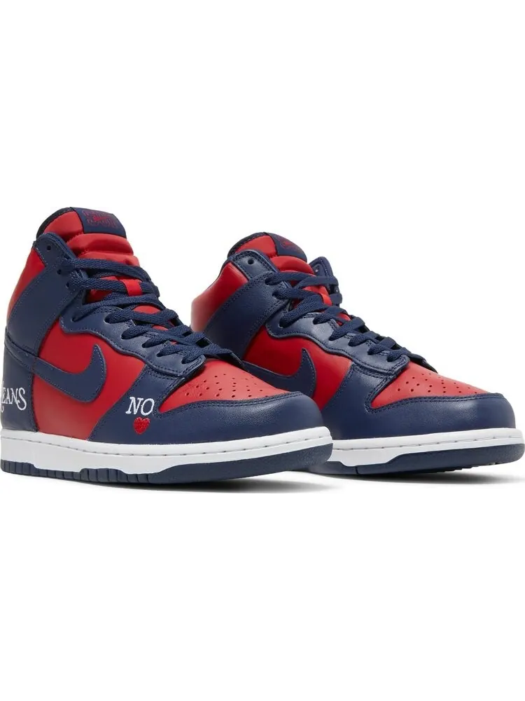 Кроссовки Nike Supreme x Dunk High SB 'By Any Means - Red Navy' — изображение 8 из 8, красный