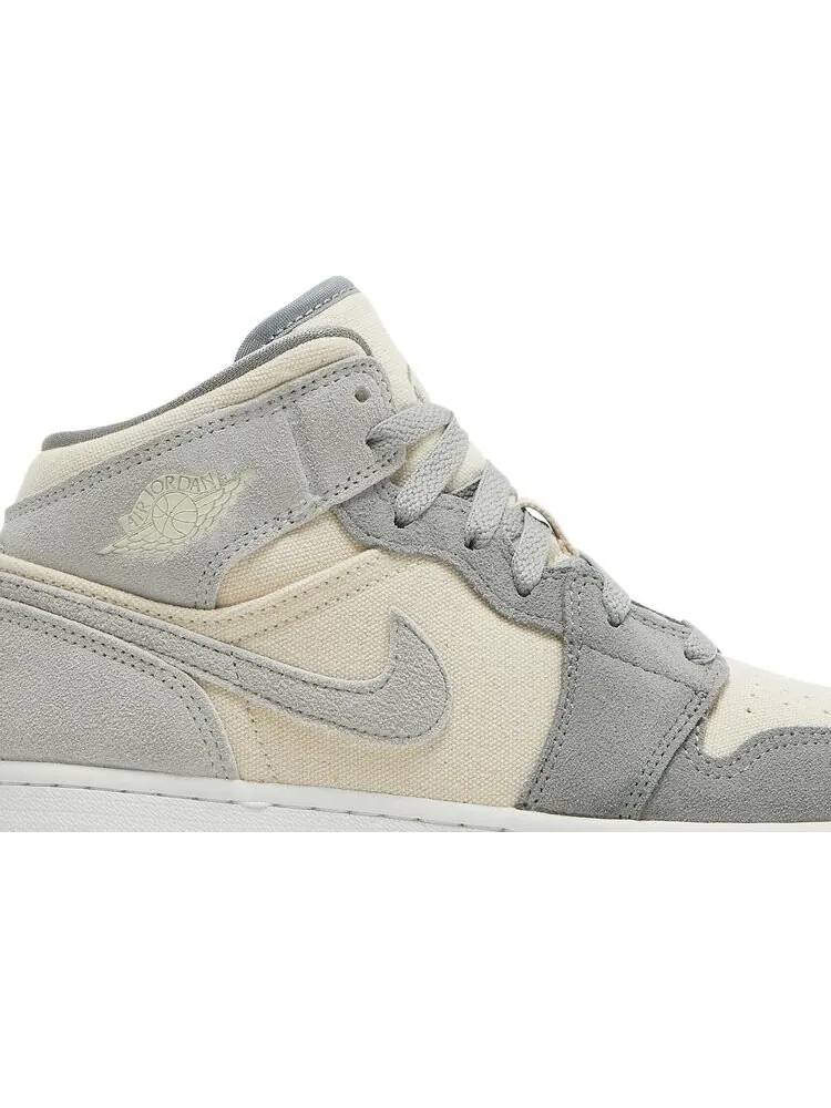 Кроссовки Air Jordan 1 Mid SE GS Coconut Milk Particle Grey — изображение 2 из 8, бежевый