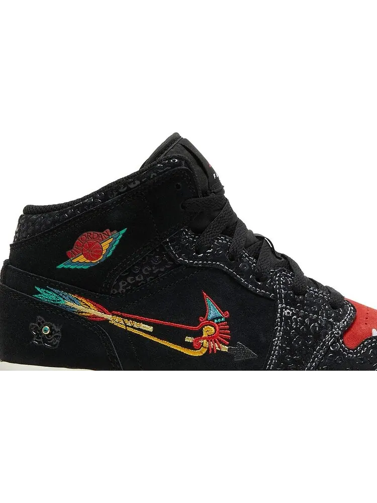 Кроссовки Air Jordan 1 Mid SE GS SiEMPRE Familia — изображение 2 из 8, черный