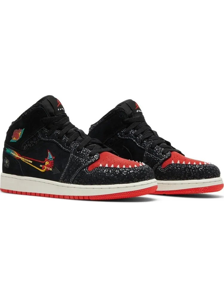 Кроссовки Air Jordan 1 Mid SE GS SiEMPRE Familia — изображение 8 из 8, черный